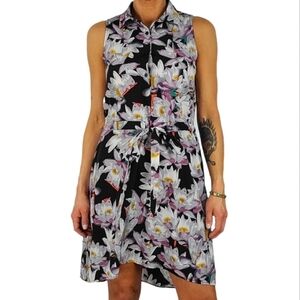 Bar III Sleeveless Lined Turtleneck Midi Dress Size Small Purple Black Floral